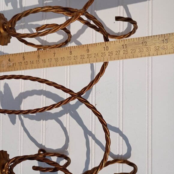 Homco Twisted Rope Gold Metal 5 Arm Candelabra Wall Hanging Candle Sconce Vtg - Picture 6 of 16